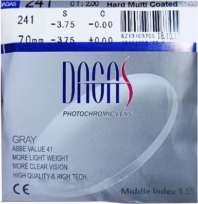 Окулярні лінзи Dagas 1.55 HMC UV-400 Photo Brown/Grey