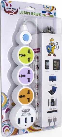 Хаб/СЗУ/удлинитель 220V (3 розетки+3 USB) LH304