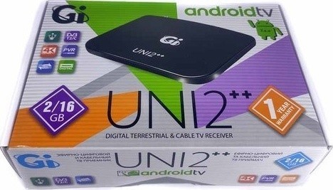Приставка Smart TV + T2 GI HD UNI 2 (Android 7.1.2, Amlogic S905D, 1/8GB) + Т2