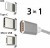 Кабель USB магнітний 3в1 Micro/iPhone5/6/Type C (1 м) Тканина