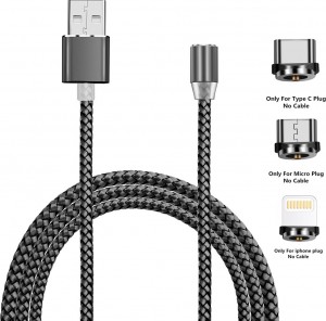 Кабель USB магнитный 3в1 Micro/iPhone5/6/Type C (1 м) ТКАНЬ