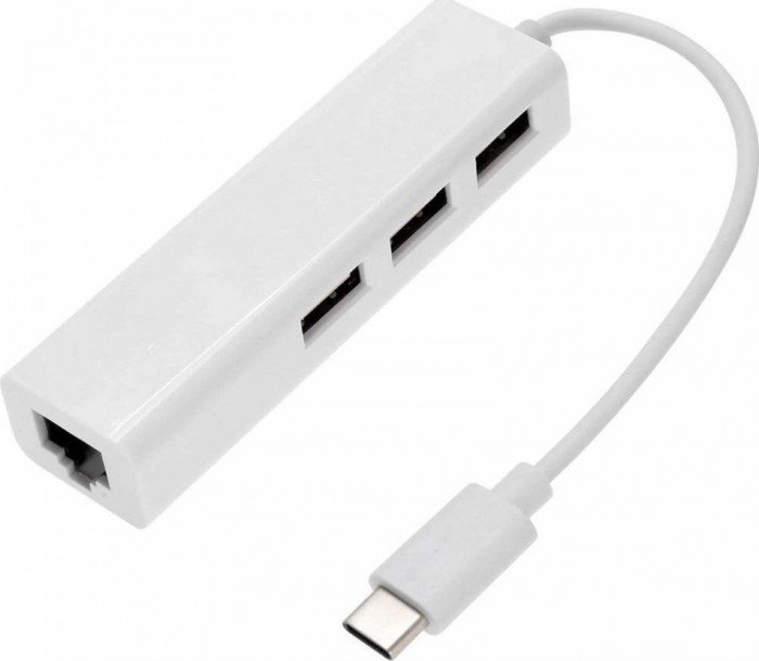 Адаптер TYPE-C/LAN+3 USB Adapter для MacBook / RJ45 + HUB