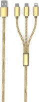 Кабель USB универсальный LC85 2microUSB+1 Iphone 2,1A (1 м)