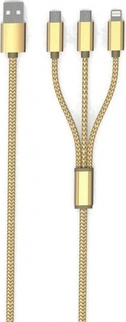 Кабель USB универсальный LC85 2microUSB+1 Iphone 2,1A (1 м)