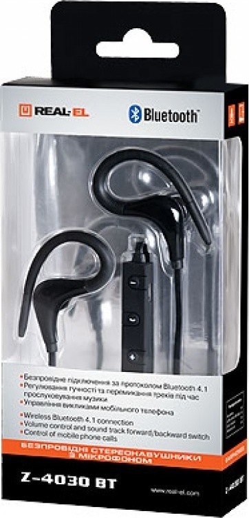 Безпровідні стереонавушники з мікрофоном REAL-EL Z-4030 BT, чорний