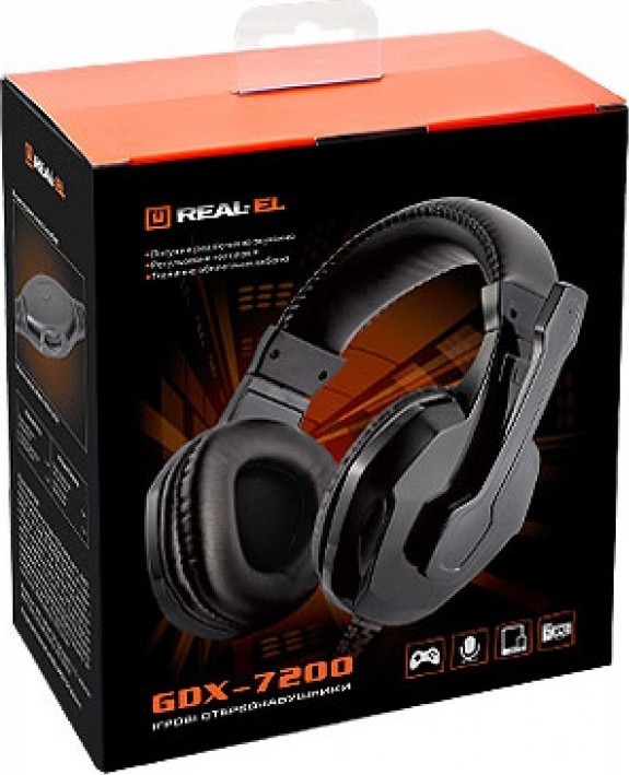 Ігрові стереонавушники з мікрофоном REAL-EL GDX-7200, чорний