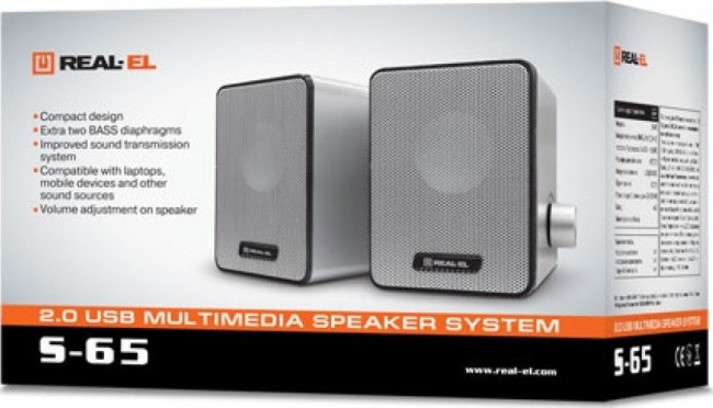 Мультимедійна USB акустична система 2.0 REAL-EL S-65, срібний