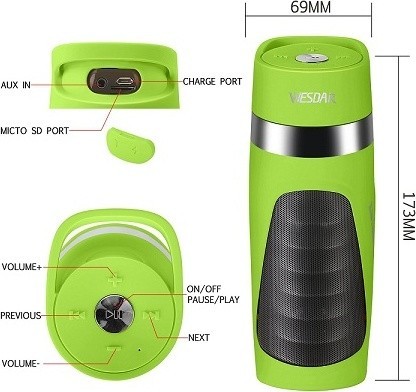 Акустическая система с Bluetooth WESDAR K5 green