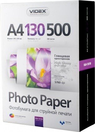 Бумага Videx 130 г/м гл., A4, 500л.