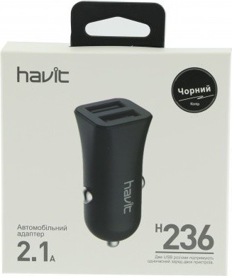 АЗУ HAVIT HV-H236, dual usb car charger (5V/2.1A)
