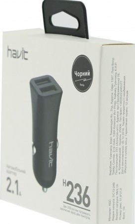 АЗУ HAVIT HV-H236, dual usb car charger (5V/2.1A)