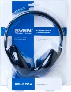 Навушники SVEN AP-670V, чорний з регулятором гучності