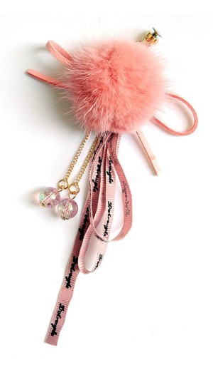 Норковый шар с бантиком розовый