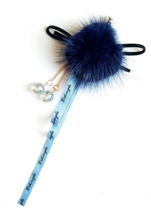 Норковый шар с бантиком синий