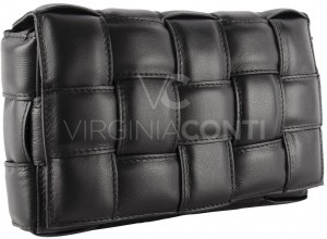 Сумка-клатч Virginia Conti дутое плетение под Bottega Veneta (Черный)