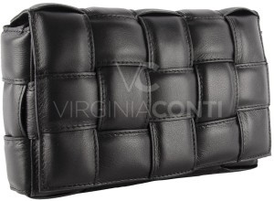 Сумка-клатч Virginia Conti дутое плетение под Bottega Veneta (Черный)