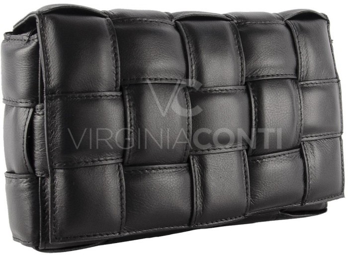 Сумка-клатч Virginia Conti дутое плетение под Bottega Veneta (Черный)