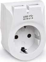 Мережевий зарядний USB-пристрій з розеткою REAL-EL CS-25, білий