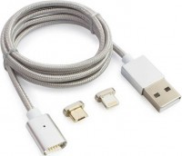 Кабель магнитный USB 2 в 1 microUSB/IPHONE ткань (1м)
