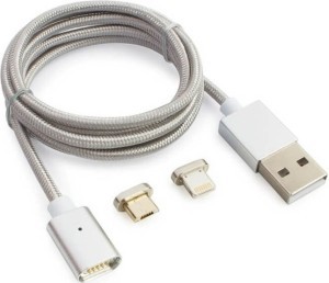 Кабель магнитный USB 2 в 1 microUSB/IPHONE ткань (1м)