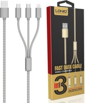 Кабель USB 3 в 1 microUSB/TYPE-C/IPHONE LDNIO LC85