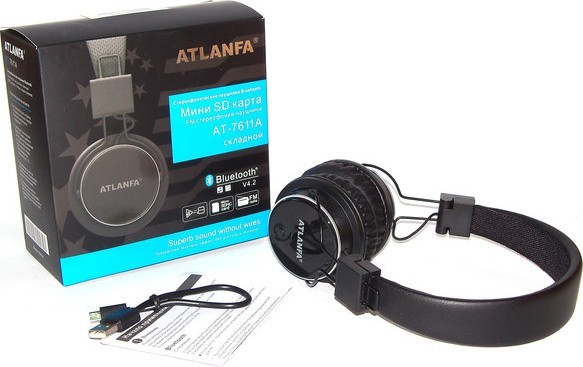 Наушники беспроводные AT-7611 MP3+FM+Bluetooth Черный