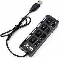 USB хаб 4 высокоскоростных порта USB 2.0 с переключателями ЧЕРНЫЙ