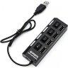 USB хаб 4 высокоскоростных порта USB 2.0 с переключателями ЧЕРНЫЙ