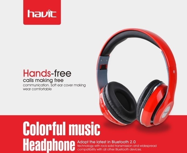 bluetooth headphone HAVIT HV-H2561BT, red, with mic