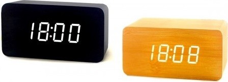 Настольные часы VST-863-6 декоративные с белой подсветкой в виде деревянного бруска(питание от сети)