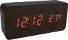 Настольные часы декоративные VST-862-1 с красной подсветкой в виде деревянного бруска
