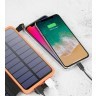 Power bank 12000 mAh Solar, (5V/200mA), 2xUSB, 5V/1A/2.1A, USB <-> microUSB, ударо защищеный Black