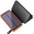 Power bank 12000 mAh Solar, (5V/200mA), 2xUSB, 5V/1A/2.1A, USB <-> microUSB, ударо защищеный Black