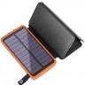 Power bank 12000 mAh Solar, (5V/200mA), 2xUSB, 5V/1A/2.1A, USB <-> microUSB, ударо защищеный Black