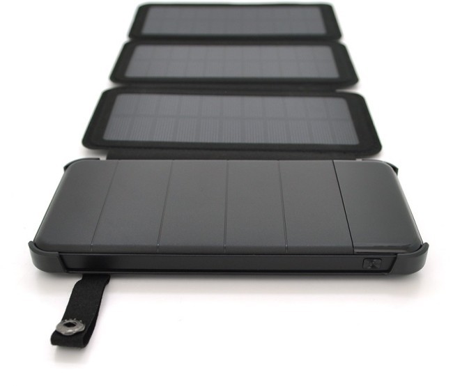 Power bank 12000 mAh Solar, (5V/200mA), 2xUSB, 5V/1A/2.1A, USB <-> microUSB, ударо защищеный Black-G